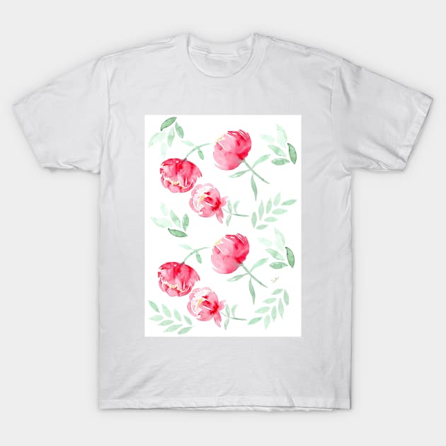 Watercolour Romantic Roses T-Shirt by annalisaamato